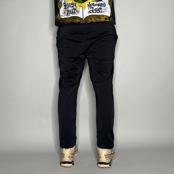 Nike Sweatpants Jet Black Polyester Joggers White Swoosh - Picture 3 of 4